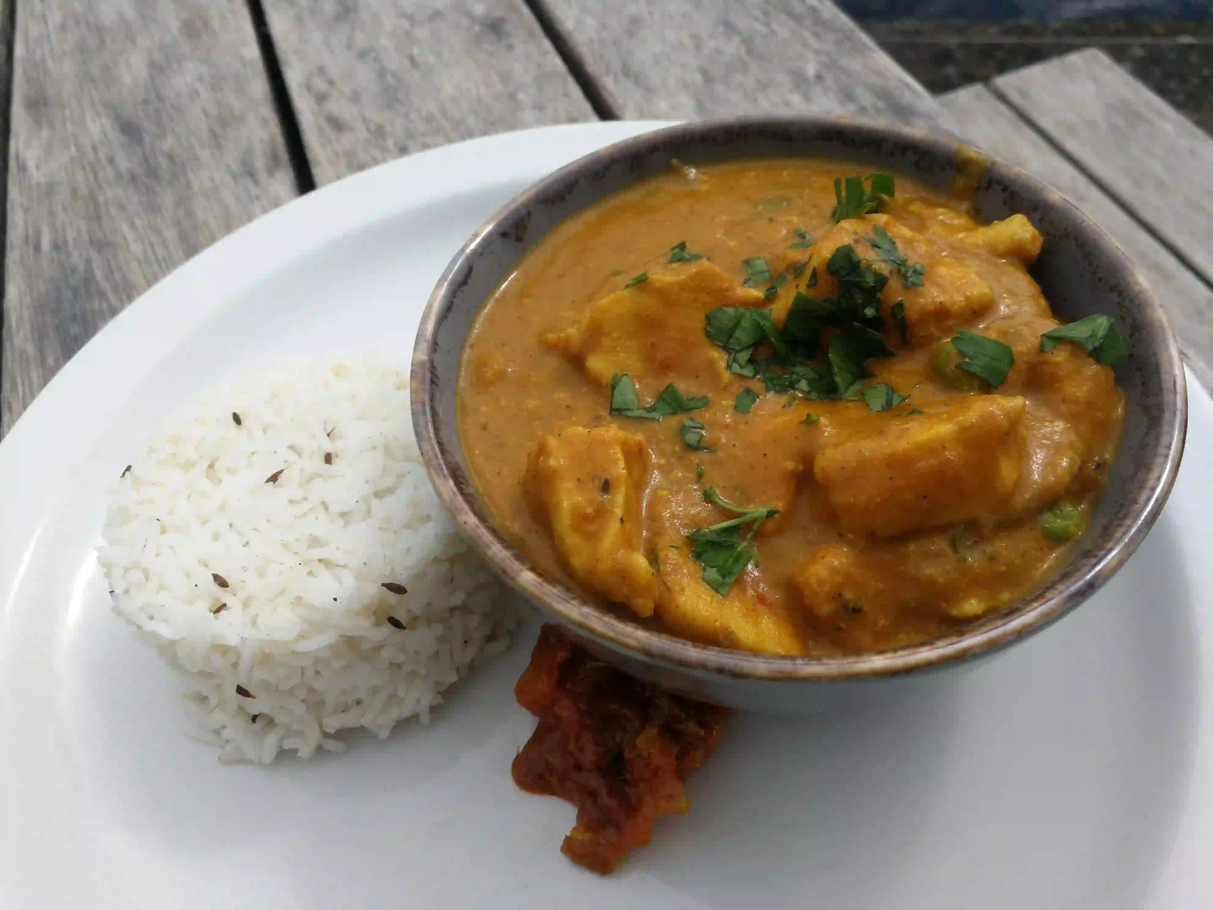 Chicken korma with jeera rice