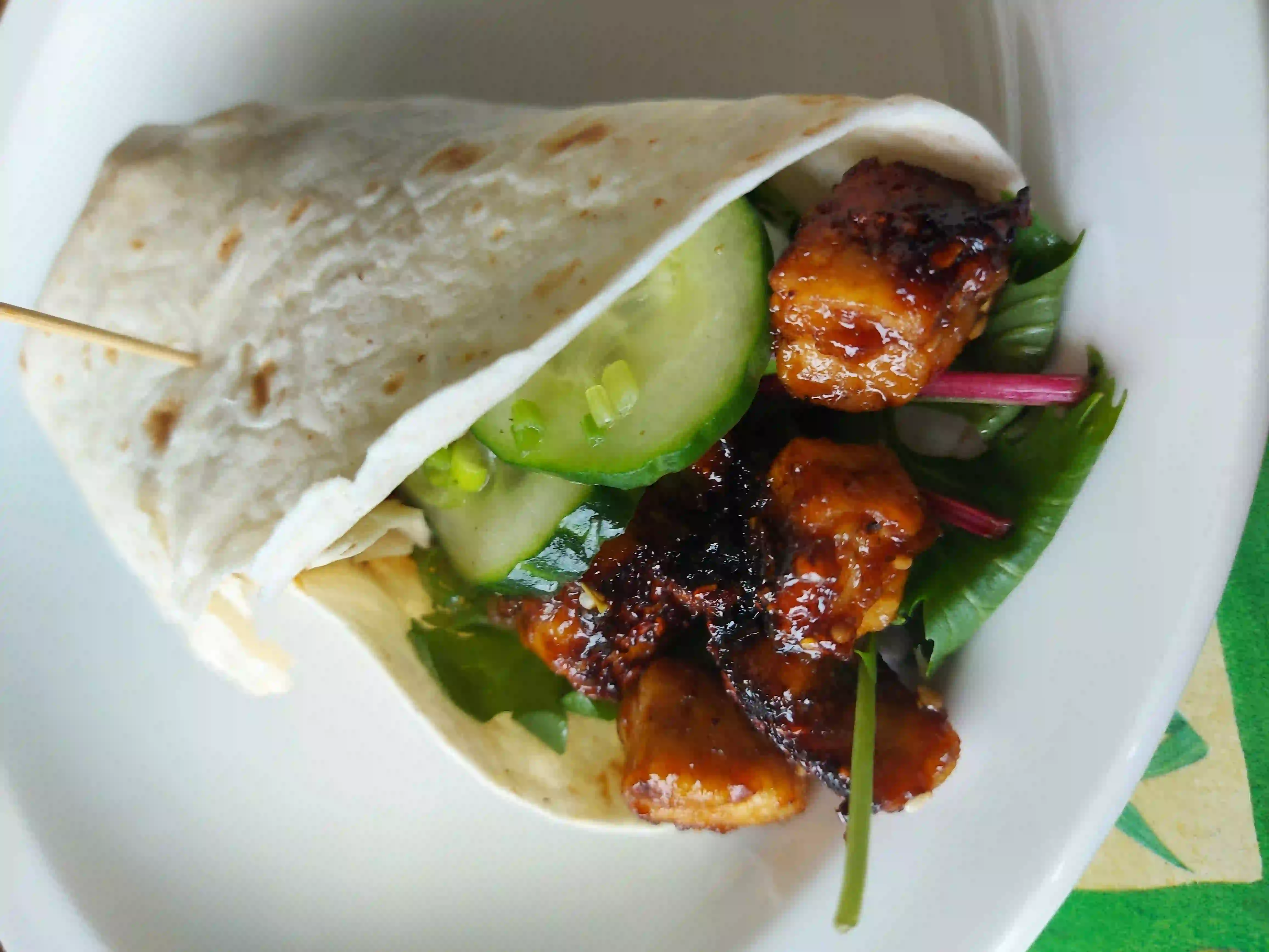 Crispy fried sticky tofu wrap